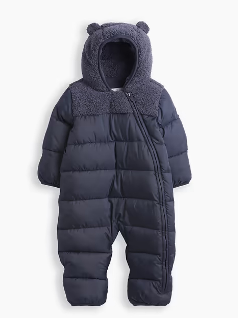 Baby Gap Warmest Bear Hooded One Piece Snowsuit Navy Uniform Sz 3-6 Months